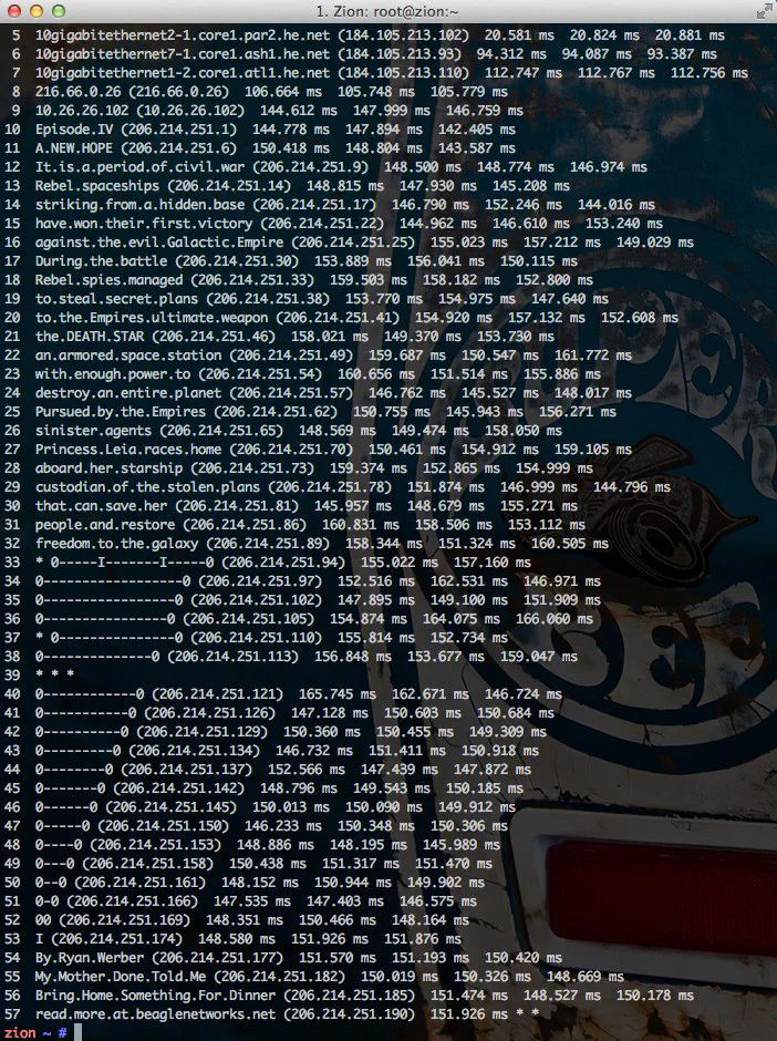 traceroute to Star Wars